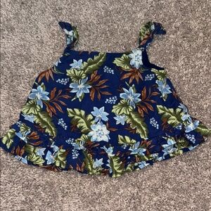 Janie and Jack Tropical Floral Top - Blue and Brown